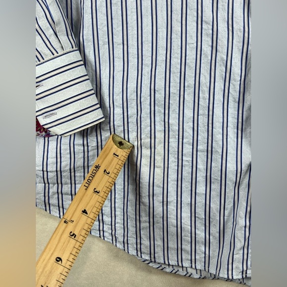 Robert Graham Money Money Blue and White Casual Button Down Shirt Ribbon Collar - Picture 5 of 11